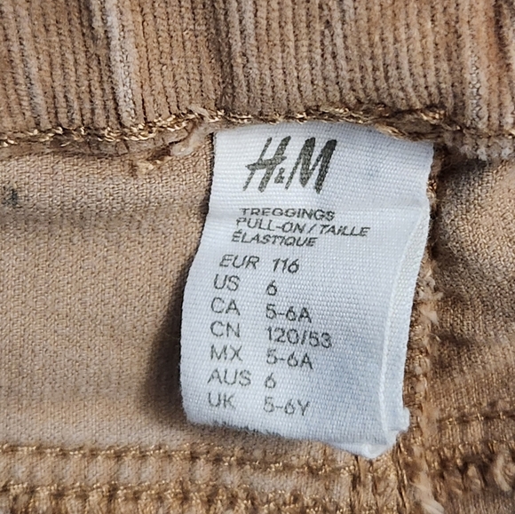 H&M Unisex Kids Size US 6, Beige Pull-on Pants, Cotton - Picture 2 of 3